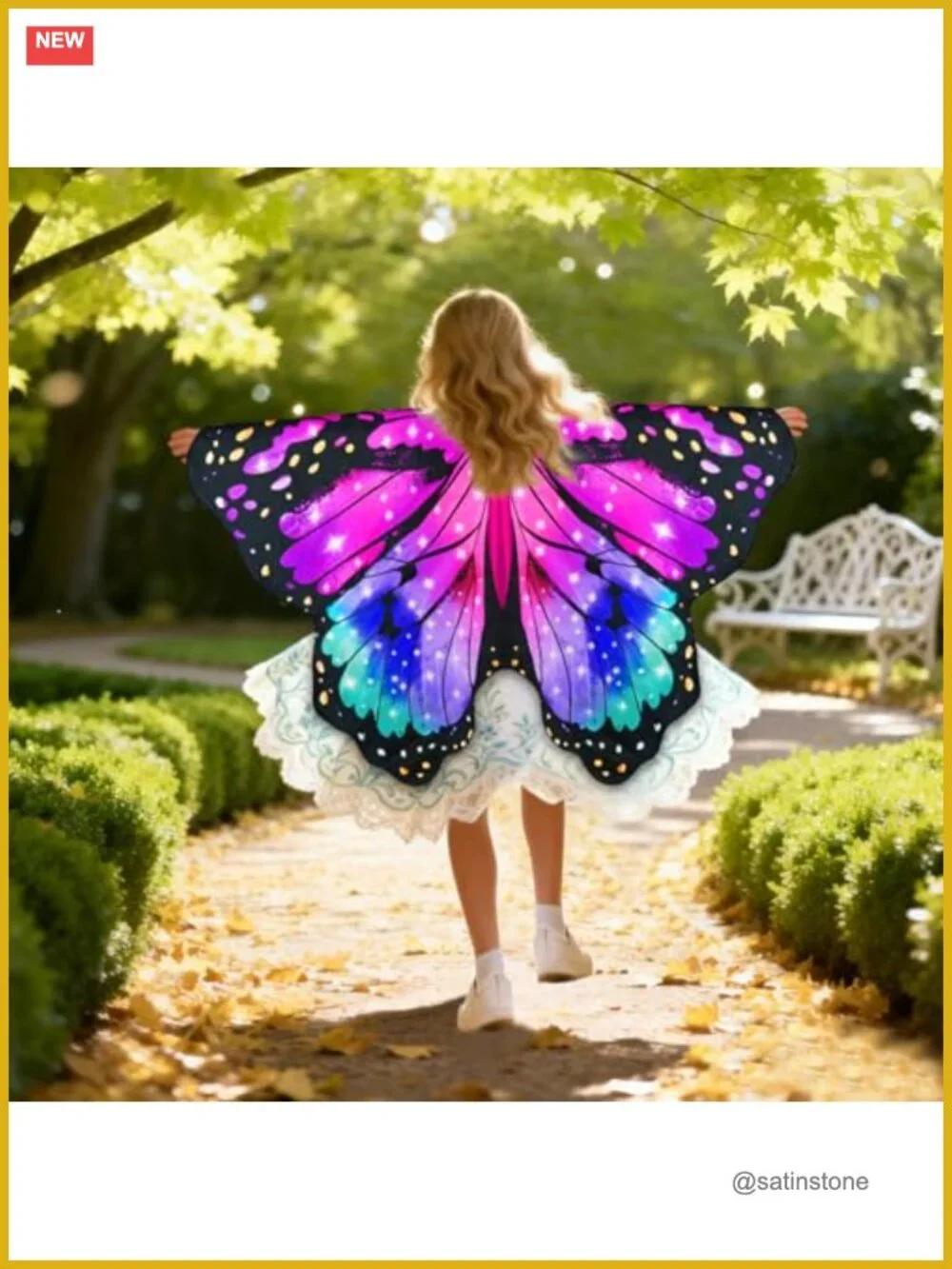 Kids Butterfly Wings Costume Set Fairy Dress Up with Skirt Mask Hair Clips